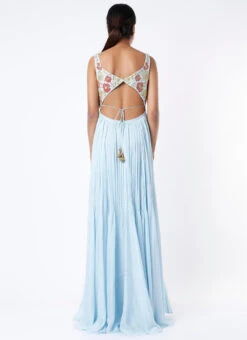 Light Blue Georgette Embroidered Anarkali Suit Wedding Wear -C Bazaar Shop Light Blue Georgette Embroidered Anarkali Suit SLDVC155 b