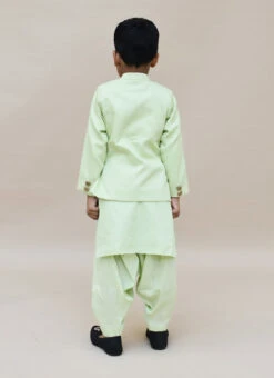 Light Green Cotton Silk Embroidered Boys Bandi Set -C Bazaar Shop Light Green Cotton Silk Embroidered Boys Bandi Set KDBDFK2176 b