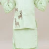 Light Green Cotton Silk Embroidered Boys Bandi Set
