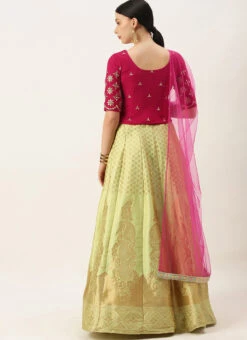 Light Green N Pink Georgette Lehenga Set Festive Wear -C Bazaar Shop Light Green N Pink Georgette Lehenga Set GHBS02108683 b