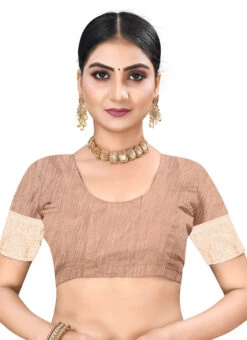 Light Peach Cotton Woven Saree Festive Wear -C Bazaar Shop Light Peach Cotton Woven Saree SASSTSKTLDO8593D b