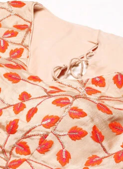 Light Peach Embroidered Chiffon Blouse Festive Wear 12 Light Peach Embroidered Chiffon Blouse Festive Wear -C Bazaar Shop Light Peach Embroidered Chiffon Blouse BLBS02301948 rrc1