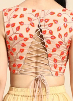 Light Peach Embroidered Chiffon Blouse Festive Wear 13 Light Peach Embroidered Chiffon Blouse Festive Wear -C Bazaar Shop Light Peach Embroidered Chiffon Blouse BLBS02301948 rrc2