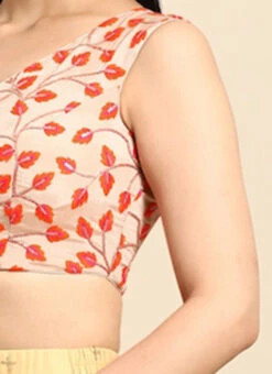 Light Peach Embroidered Chiffon Blouse Festive Wear 14 Light Peach Embroidered Chiffon Blouse Festive Wear -C Bazaar Shop Light Peach Embroidered Chiffon Blouse BLBS02301948 rrc3