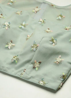 Skirt From Light Peach N Green Embroidered Crop Top N Skirt After Six Wear -C Bazaar Shop Light Peach N Green Embroidered Crop Top N Skirt IWBS02301684 rrc1