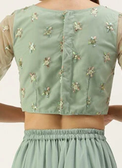Skirt From Light Peach N Green Embroidered Crop Top N Skirt After Six Wear -C Bazaar Shop Light Peach N Green Embroidered Crop Top N Skirt IWBS02301684 rrc2