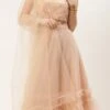 Skirt From Light Peach Net Sequins Embroidered Lehenga After Six Wear