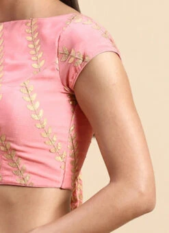 Light Pink Embroidered Chiffon Blouse Wedding Wear -C Bazaar Shop Light Pink Embroidered Chiffon Blouse BLBS02303833 rrc3