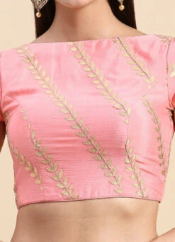Light Pink Embroidered Chiffon Blouse Wedding Wear -C Bazaar Shop Light Pink Embroidered Chiffon Blouse BLBS02303833 rrc4