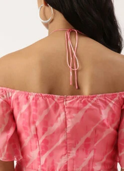 Light Pink Organza Printed Dress Party Wear -C Bazaar Shop Light Pink Organza Printed Dress DRBS02205968 rrc2