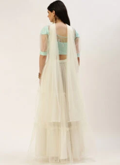 Dupatta From Light Sea Green Embroidered N White Net Lehenga After Six Wear -C Bazaar Shop Light Sea Green Embroidered N White Net Lehenga GHBS02211187 b