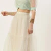 Dupatta From Light Sea Green Embroidered N White Net Lehenga After Six Wear