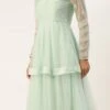 Light Sea Green Net Embroidered Gown Party Wear
