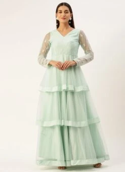 Light Sea Green Net Embroidered Gown Party Wear 10 Light Sea Green Net Embroidered Gown Party Wear -C Bazaar Shop Light Sea Green Net Embroidered Gown IWBS02301737 u
