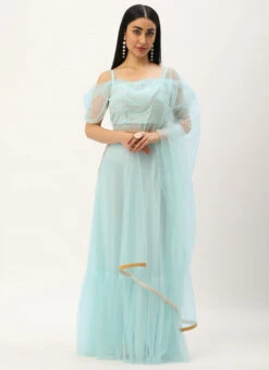 Light Sea Green Net Embroidered Lehenga Festive Wear -C Bazaar Shop Light Sea Green Net Embroidered Lehenga GHBS02212563 u