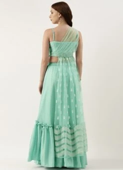 Skirt From Light Sea Green Net Skirt Set After Six Wear -C Bazaar Shop Light Sea Green Net Skirt Set IWBS02212470 b