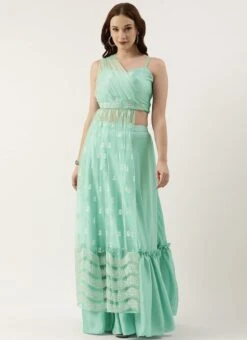 Skirt From Light Sea Green Net Skirt Set After Six Wear -C Bazaar Shop Light Sea Green Net Skirt Set IWBS02212470 u