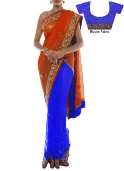 Light Violet N Orange Half N Half Saree Party Wear -C Bazaar Shop Light Violet N Orange Half N Half Saree SA21I02141 u