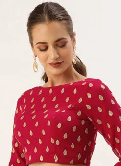 Magenta Embroidered Georgette Blouse Festive Wear -C Bazaar Shop Magenta Embroidered Georgette Blouse BLBS02305250 b