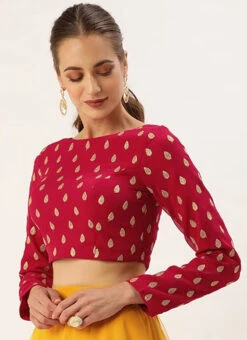 Magenta Embroidered Georgette Blouse Festive Wear -C Bazaar Shop Magenta Embroidered Georgette Blouse BLBS02305250 u