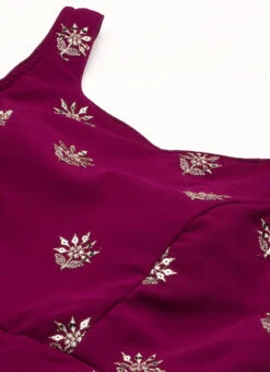 Magenta Georgette Embroidered Jumpsuit Festive Wear 12 Magenta Georgette Embroidered Jumpsuit Festive Wear -C Bazaar Shop Magenta Georgette Embroidered Jumpsuit DRBS02301697 rrc1