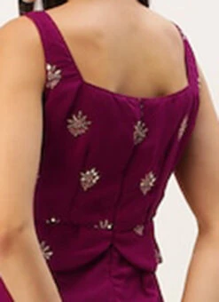 Magenta Georgette Embroidered Jumpsuit Festive Wear 13 Magenta Georgette Embroidered Jumpsuit Festive Wear -C Bazaar Shop Magenta Georgette Embroidered Jumpsuit DRBS02301697 rrc2