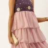 Magenta N Pink Embroidered Layered Dress Festive Wear