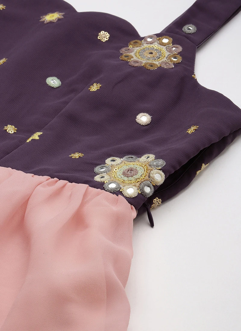 Magenta N Pink Embroidered Layered Dress Festive Wear 5 Magenta N Pink Embroidered Layered Dress Festive Wear - Image 5