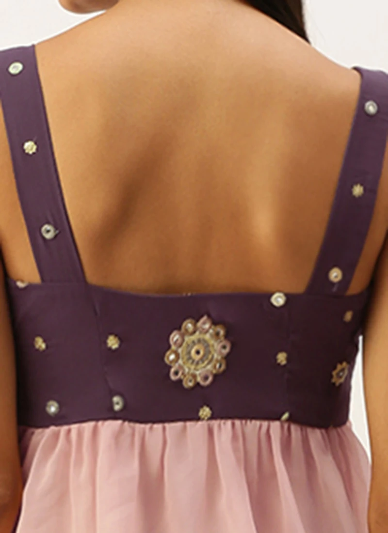 Magenta N Pink Embroidered Layered Dress Festive Wear 6 Magenta N Pink Embroidered Layered Dress Festive Wear - Image 6