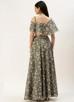 Skirt From Mahendi Green Digital Printed Co Ords Set After Six Wear -C Bazaar Shop Mahendi Green Digital Printed Co Ords Set IWBS02211166 b