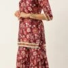 Bottom From Maroon Art Silk Printed Gharara Set After Six Wear