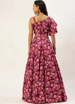 Skirt From Maroon Art Silk Printed Skirt Set After Six Wear -C Bazaar Shop Maroon Art Silk Printed Skirt Set IWBS02302382 b