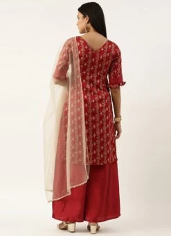 Top From Maroon Art Silk Salwar N Palazzo Suit After Six Wear 11 Top From Maroon Art Silk Salwar N Palazzo Suit After Six Wear -C Bazaar Shop Maroon Art Silk Salwar N Palazzo Suit SLBS02211114 b 2