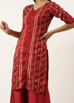 Bottom From Maroon Art Silk Salwar N Palazzo Suit After Six Wear