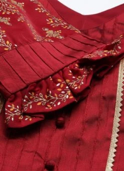 Dupatta From Maroon Art Silk Salwar N Palazzo Suit After Six Wear -C Bazaar Shop Maroon Art Silk Salwar N Palazzo Suit SLBS02211114 rrc4 1