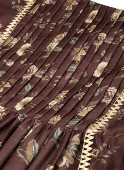 Maroon Chanderi Printed Floral Maxi Dress Festive Wear -C Bazaar Shop Maroon Chanderi Printed Floral Maxi Dress DRBS02111085 rrc1