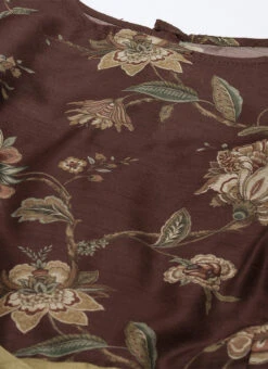 Maroon Chanderi Silk Puff Sleeve Dress Festive Wear After Six Wear -C Bazaar Shop Maroon Chanderi Silk Puff Sleeve Dress DRBS02201262 rrc1