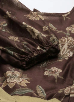 Maroon Chanderi Silk Puff Sleeve Dress Festive Wear After Six Wear -C Bazaar Shop Maroon Chanderi Silk Puff Sleeve Dress DRBS02201262 rrc3