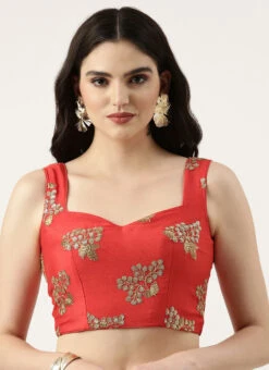 Maroon Chinnon Embroidered Blouse Festive Wear -C Bazaar Shop Maroon Chinnon Embroidered Blouse BLBS02301949 u