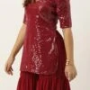 Dupatta From Maroon Embroidered Georgette Palazzo Suit After Six Wear