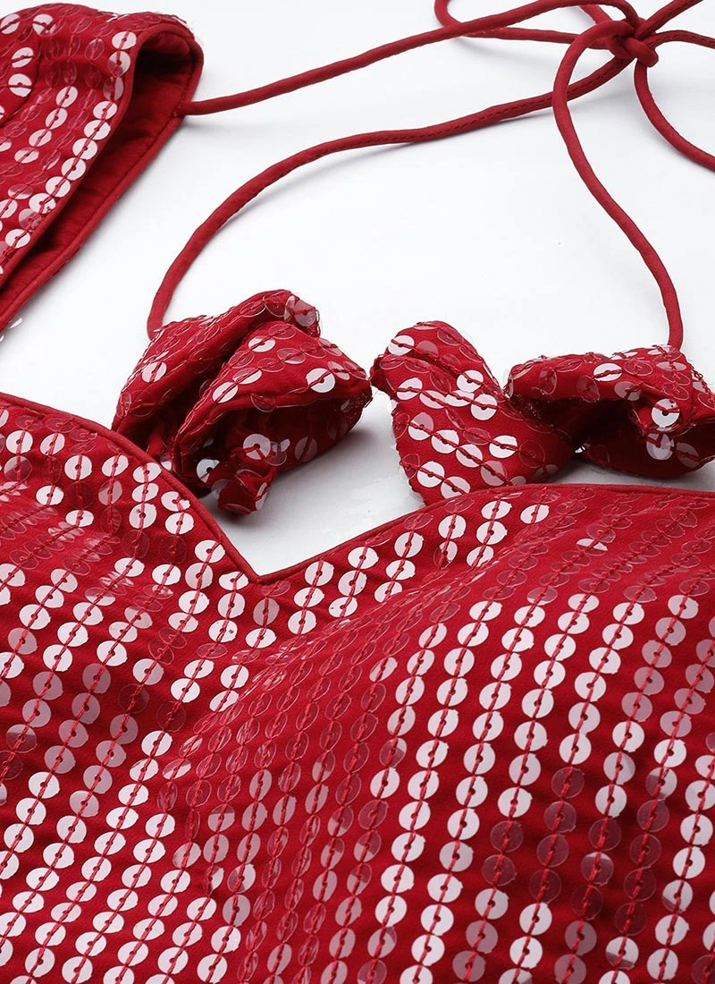 Dupatta From Maroon Embroidered Georgette Palazzo Suit After Six Wear 5 Dupatta From Maroon Embroidered Georgette Palazzo Suit After Six Wear - Image 5