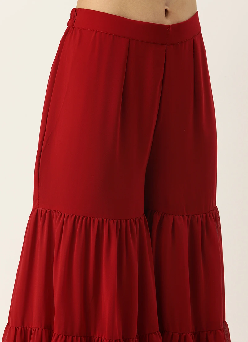 Bottom From Maroon Embroidered Top N Palazzo Set After Six Wear 6 Bottom From Maroon Embroidered Top N Palazzo Set After Six Wear - Image 6