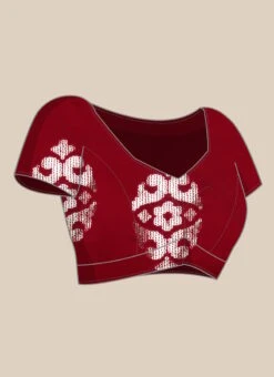 Maroon Georgette Sequins Half N Half Sari Festive Wear 12 Maroon Georgette Sequins Half N Half Sari Festive Wear -C Bazaar Shop Maroon Georgette Sequins Half N Half Sari SABS02302376 rrc1