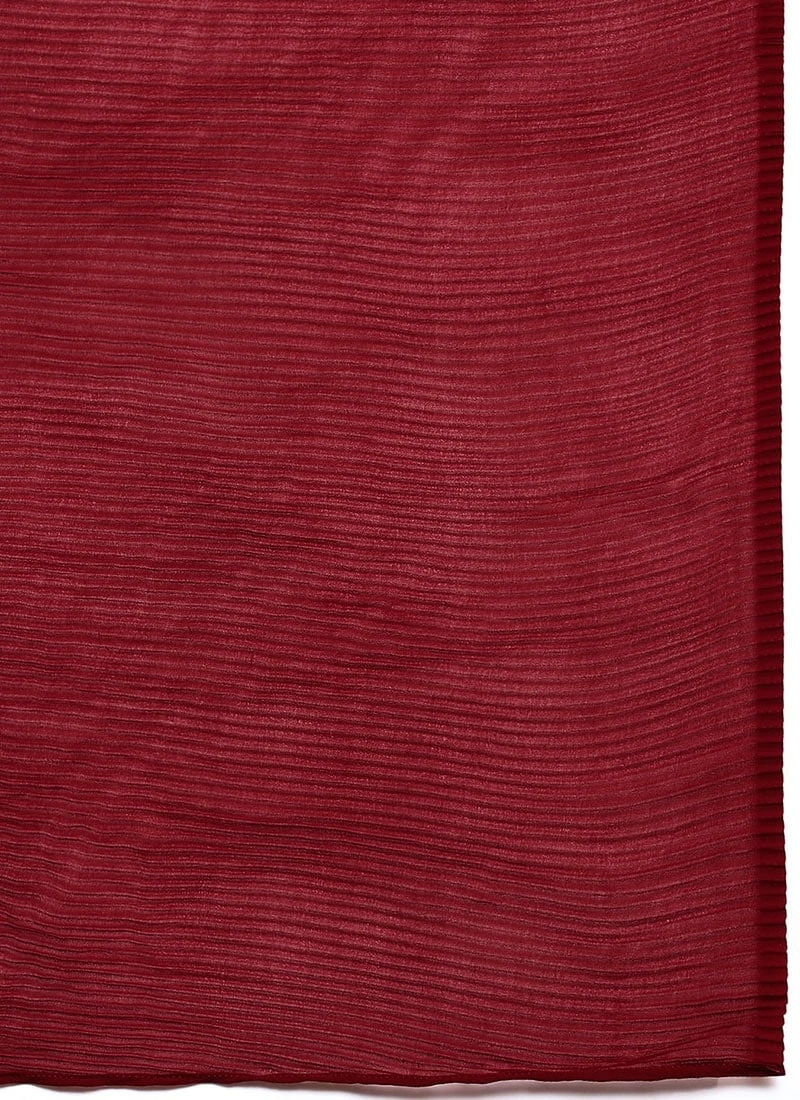 Maroon Georgette Sequins Half N Half Sari Festive Wear 7 Maroon Georgette Sequins Half N Half Sari Festive Wear - Image 7