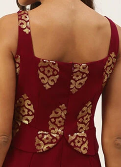 Maroon Georgette Sequins Jumpsuit Festive Wear -C Bazaar Shop Maroon Georgette Sequins Jumpsuit DRBS02208429 rrc2