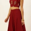 Maroon Georgette Sequins Kali Lehenga Wedding Wear