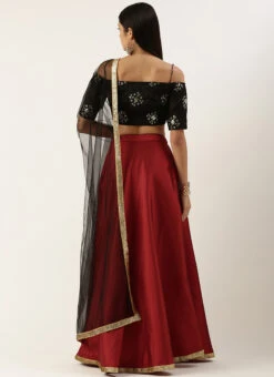 Dupatta From Maroon N Black Chinon Embroidered Lehenga Set After Six Wear 11 Dupatta From Maroon N Black Chinon Embroidered Lehenga Set After Six Wear -C Bazaar Shop Maroon N Black Chinon Embroidered Lehenga Set GHBS02209706 b