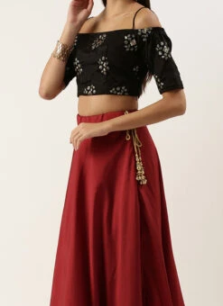 Dupatta From Maroon N Black Chinon Embroidered Lehenga Set After Six Wear