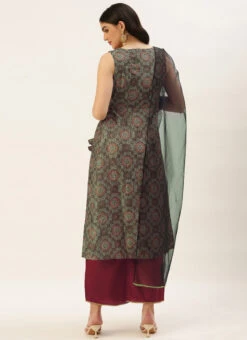Bottom From Maroon N Grey Printed Art Silk Anarkali Set After Six Wear -C Bazaar Shop Maroon N Grey Printed Art Silk Anarkali Set SLBS02209654 b