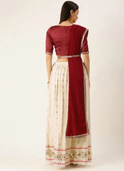 Maroon N Off White Embroidered Lehenga Set Party Wear -C Bazaar Shop Maroon N Off White Embroidered Lehenga Set GHBS02110829 b